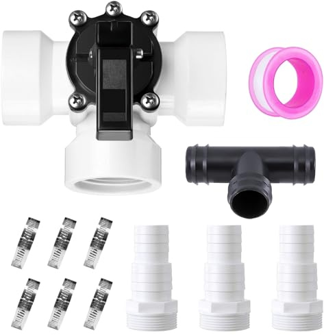 Lergas Kit de dérivation de piscine 38 mm, 32 mm, 12 pièces, valve 3 voies, adaptateur de tuyau de piscine 38 mm, valve à trois voies pour filtre à sable, pompe à chaleur, chauffage solaire (B)