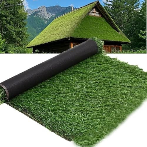 Techo de paja sintética, Techo de palma artificial en rollo, ignífugo, impermeable, sin mantenimiento, sin residuos negros, varios tamaños.(1 * 1m(3.2 * 3.2ft))