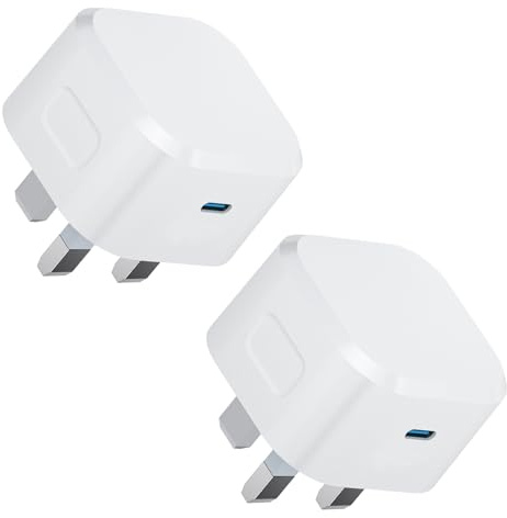 USB C Plug Fast Charger Type C PD 3.0 Charging Adapter USBC Mains Charge Wall Plug UK Compatible with iPhone 17 Air Pro Max 16 15 14 13 12 11 Pro Max Plus X XS XR 8 7 6,SE 2020, i Pad, i Phone,2-Pack