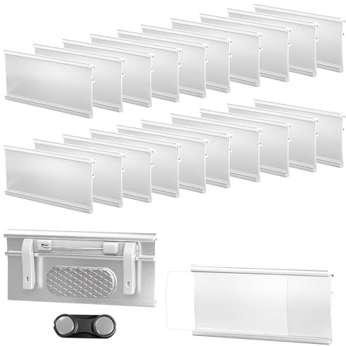 20 Stück Namensschilder für Kleidung Magnet, 72mm x 32mm Magnetische Namensschild aus Alu, Namensschildr zum Anstecken mit Doppelmagnet& Nadel& Clip