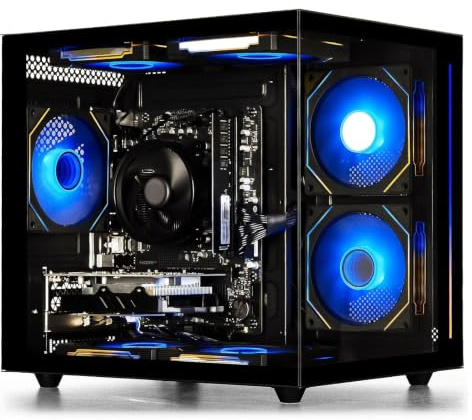 suevery Prebuilt Desktop Computer Gaming PC Black | DDR4 16G Memory, 512G SSD, AMD Ryzen5 6Cores 3.6G Up to 4.1G, Radeon 4G Graphics Card, Wi-Fi6 Home Pro 4K