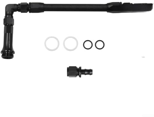 AN6 Dual Inlet Fuel Line Kit for 4150 Base Carburetor with Double Pump Configuration and Wear Resistant Nylon Exterior (A)