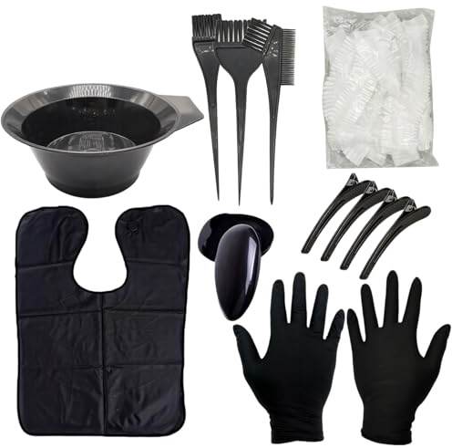 NiceNaiils 9 Pcs Kit Herramientas de Tinte para Coloración Cabello, con Cepillo de Tinte para Cabello, Tazón de Teñir, Pinzas para Cabello, Guante y Oído Cubre, para Salón Bricolaje, Kit de Pelo Tinte
