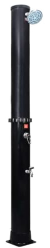 Kaloriko Solardusche 40 L mit Duschkopf und Wasserhahn in Schwarz, PVC Aluminium Messing Material, UV-beständig, für Garten Pool Outdoor Nutzung, einfache Montage, warmes Wasser bis 60 Grad