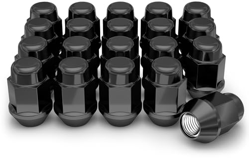 White Knight 1707SBK-20AM Black Chrome M12x1.50 Bulge Acorn Lug Nut, 20 Pack