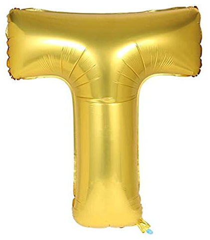 40 Silber Gold Große Folie Helium Ballon Alphabet Letter Hochzeit A-Z (T, Gold)