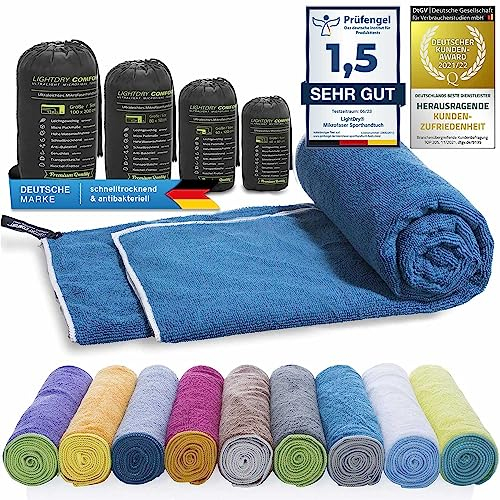 LightDry® Original Mikrofaser Sporthandtuch Backpack Reise-Handtuch - Sport & Fitness Badehandtuch saugfähig, leicht & antibakteriell und extrem schnell trocknend