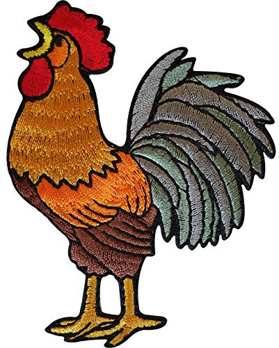 Bestickter Hahn zum Aufbügeln oder Aufnähen, Motiv: Hahn / Hahn / Huhn.