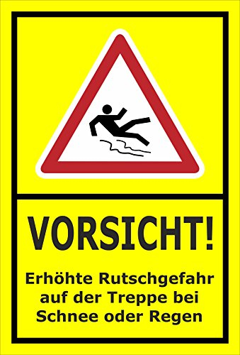 Melis-Folienwerkstatt Schild Rutschgefahr Treppe - 15x10cm - Bohrlöcher - 3mm Aluverbund – 20 VAR S00018-046-C