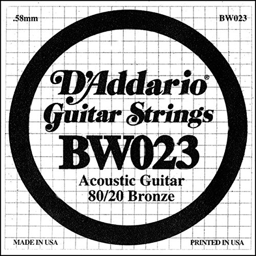 D'Addario BW023 .023 Bronze Wound Single String for Acoustic Guitar