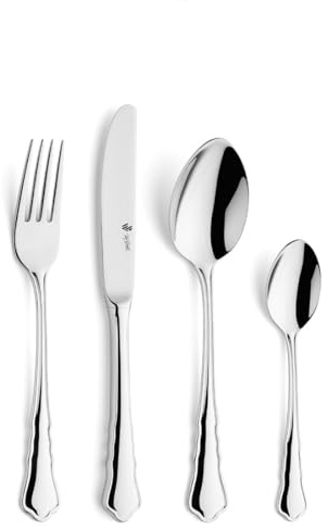 PW CHIPPENDALE Besteck Set 24-teilig, Edelstahl, mit Besteckkasten | Rostfreies, spülmaschinenfestes Tafelbesteck im klassischen Chippendale-Design, eine perfekte Geschenkidee