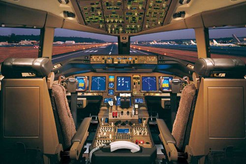 Educational - Bildung Flugzeug - Airplane-Boeing 777-200 Cockpit Plakat Druck - Maxiposter Version in Englisch - Grösse 91,5x61 cm + 2 St Posterleisten Kunststoff 93 cm transparent