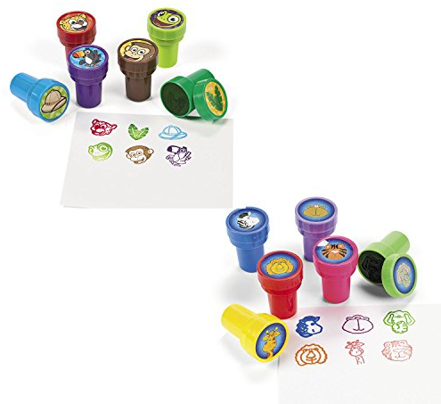 Kinderstempel Stempelset Safari und Dschungel Tiere 12 Stück Palandi®