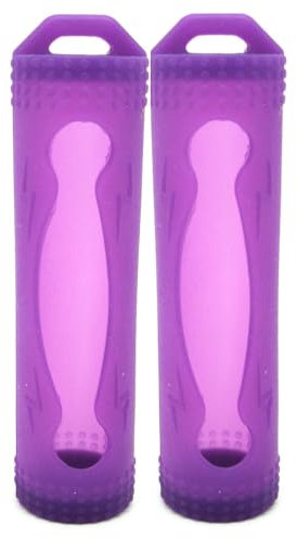 2 x Protective Silicone Sleeves for 18650 Batteries (Purple)