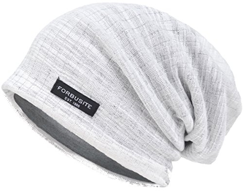 Herren Cool Slouch Mütze Dünne Sommer Schädel Hip-Hop Hüte (Weiß)