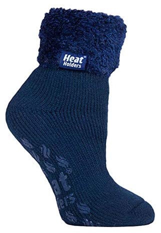 Heat Holders - Ladies Extra Soft Fluffy Non Slip Thermal Low Cut Ankle Slipper Lounge Bed Socks with Grips, Hhl09, 4-8 uk, 37-42 eur