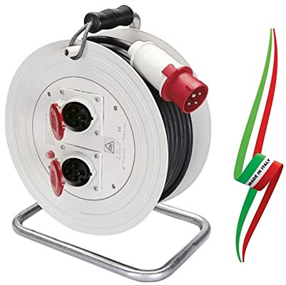 PROLUNGA AVVOLGITORE AVVOLGICAVO TRIFASE 30 METRI CON DISGIUNTORE TERMICO CAVO 4X2,5 mm