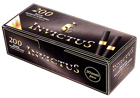 Invictus Black Zigarettenhülsen mit Goldring, 20 mm Filter, 200er Box 5 Boxen (1000 Hülsen)