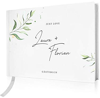 FORYOU24 Hardcover Gästebuch Hochzeit personalisiert 80 Seiten Premium Papier 302 x 218 mm Motiv 18 Hochzeitsgästebuch Hochzeitsalbum Hochzeitsgeschenk