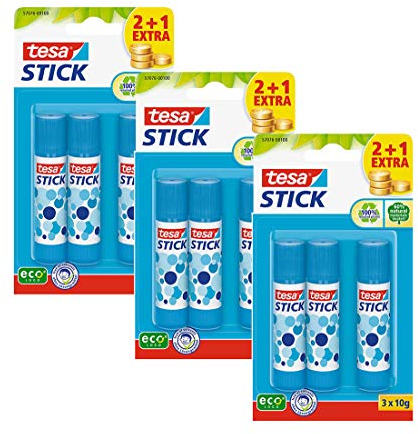 Tesa Stick ecoLogo colla stick rotondo (blu, 9 x 10 g)
