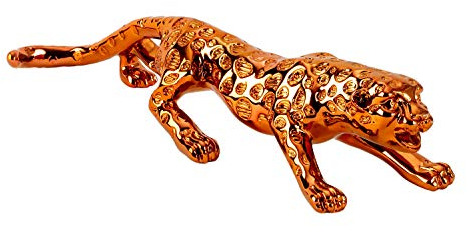 Lifestyle & More Moderne Skulptur Dekofigur Leopard aus Kunststein bronzefarben Länge 30 cm