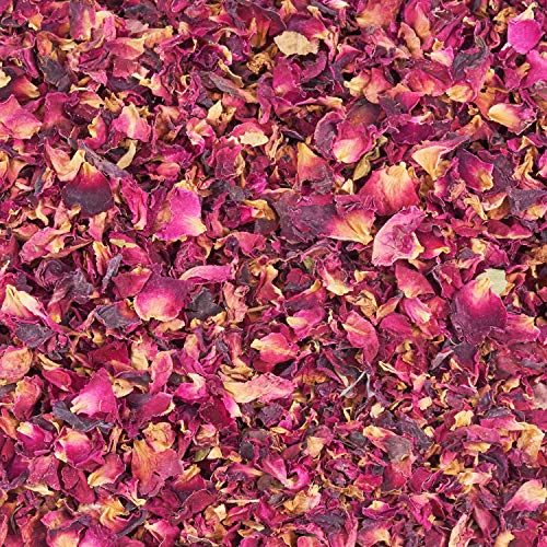 Dried Rose Petals Real. 100% Organic & Pure. 75g. Use Edible Rose Petals in Tea, Candle Making, Pot Pourri or as Natural Biodegradable Confetti for Weddings.