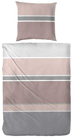 Primera Satin Bettwäsche 155x220 Streifen Sand Natur grau 243202-78