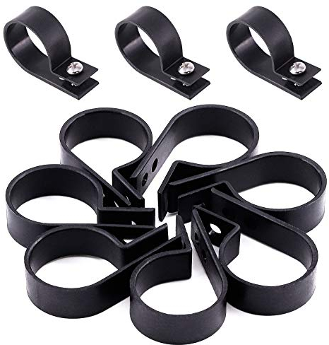 Hilitchi 60Pcs Plastic Cable Clamp R Type Screw Mounting Cord Fastener Cable Clips with Screws for Wire Management Cable Conduit (12mm, Black)