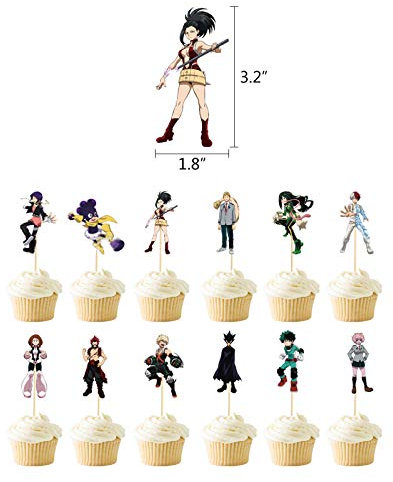 Anjinguang My Hero Academia Kuchendekoration, Mha Happy Birthday, Partyzubehör, Anime-Helden, Cupcake-Dekorationen für Jungen, 12 Stück