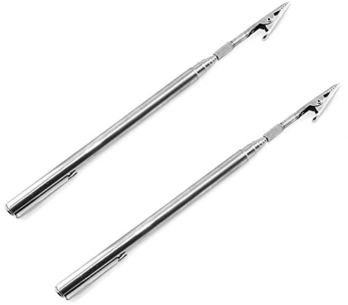 Lind Kitchen Pinzas telescópicas de cocodrilo con clip de pluma, pinza de cocodrilo de metal, clips extensibles para mecánicos, hogar, automóvil, reparación de joyas, artículos de recogida