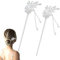 2 Pcs Rhinestone Pearl Flower Hair Stick Vintage Tassel Hair Pin Chignon Pin Chopsticks Styling Accessories for Women (Silver)