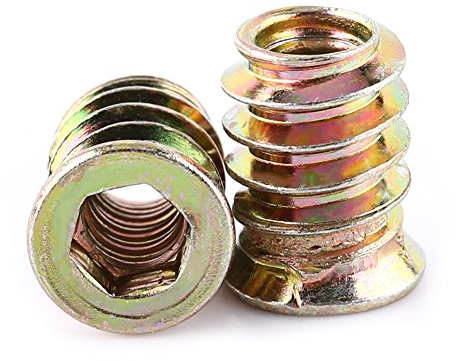 Tyenaza 20 Piezas M6 x 15 mm Tuercas para Madera, Tuerca de Inserción de Wood, Insertos Roscados para Wood, Inserto Roscado Hexagonal Aleación de Zinc Tuerca, para Muebles de Wood
