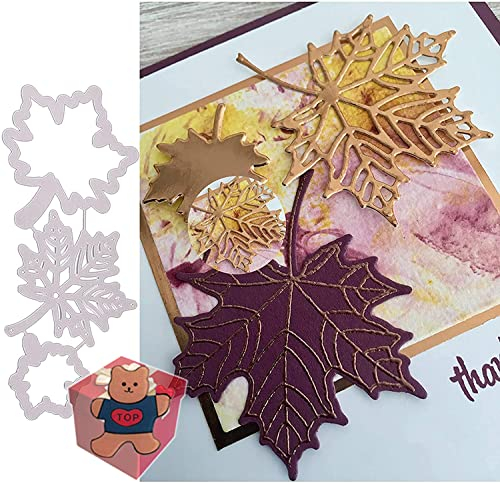 3 Stück/Set Ahornblatt-Metall-Stanzformen, 3 Stück/Set, Ahornblatt-Metallschablonen, Dekoration, Prägeschablonen für DIY, Scrapbooking, Album, dekorat
