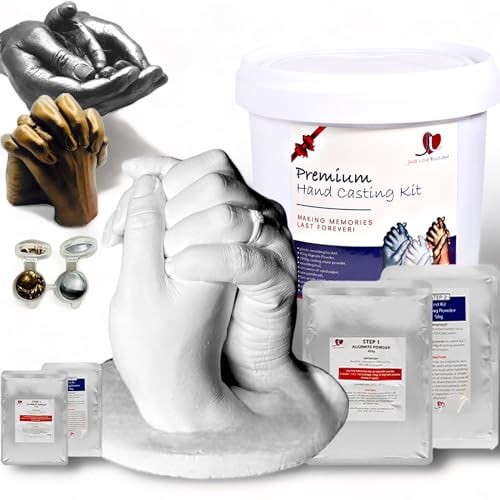 Hand Casting Kit Gift Set Includes Practice Kit and Gold and Silver Paints.Plaster Hand Cast Kit for Wedding Gifts for Bride and groom,His and Hers Housewarming Gifts or Baby Hand and Footprint Kit.
