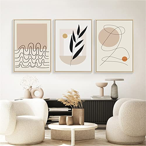 Sarah Duke 3er Premium Poster Set, Aesthetic Wandbilder Beige Leinwandbilder Ohne Rahmen, Moderne Bilder, Boho Deko Wanddeko für Wohnzimmer Schlafzimmer (40x50cm)