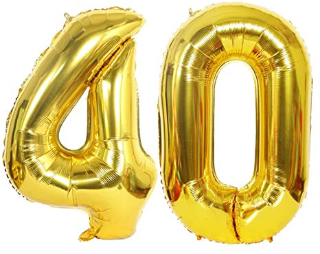 D2D | Party Balloon Zahl 40 XXL in Gold - Größe: 100 cm - Folienballons - Zahlenballons - Geburtstagdeko - Rubinhochzeit - Helium Ballons