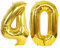D2D | Party Balloon Zahl 40 XXL in Gold - Größe: 100 cm - Folienballons - Zahlenballons - Geburtstagdeko - Rubinhochzeit - Helium Ballons