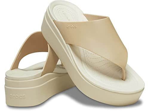 Crocs Damen Brooklyn Plateau Flip Flops, Champagner/Knochen, 40 EU