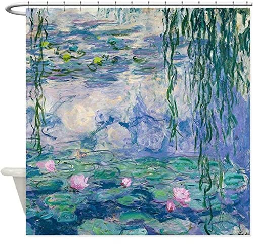 Design Water Lilies Garden Shower Curtains Claude Monet Art Decorative Fabric Printed Shower Curtain Bathroom Decor Shower Curtain 180X180cm/71X71 Inch