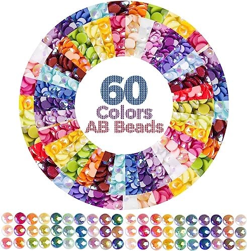 60 Farben AB Diamond Painting Steine mit Diamond Painting Aufbewahrungsbox für Diamond Painting Zubehör, 90000 PCS Runde AB Diamond Painting Bohrer für Diamond Art Zubehör und Werkzeuge