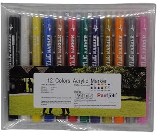 12 Farben Acrylstifte auf Wasserbasis, auf Holz, Stein, Glas, Papier, Keramik, Ostereier, Osterdekorationen, Schuhe und T-Shirts anmalen, Namen auf persönliche Dinge schreiben. Kinder Farbe Einleitung