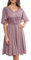 Damen Chiffon Cocktailkleid Knielang Faltensaum Sommerkleid Cape Ärmel Maßgeschneidert A-Linie Hochzeitkleid Elegant Rosa 44