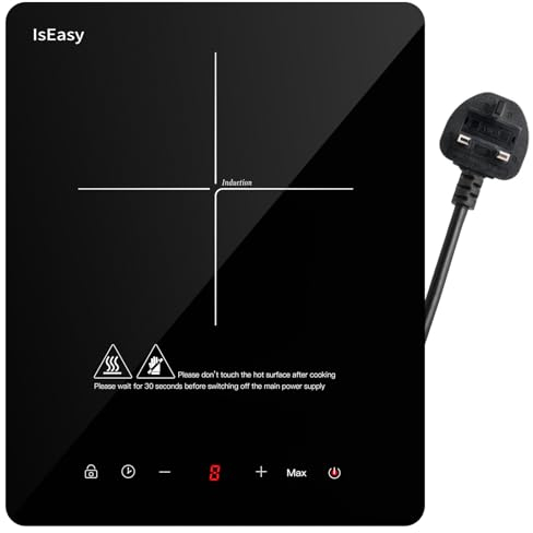 IsEasy Single Induction Cooker Portable Induction Hob Ultra-thin Electric Induction Hob with 9 Power levels from 120W to 2100W, Countertop Burner with LED Display, Safety Lock