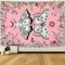 Alishomtll Schmetterling Sonne und Mond Wandteppich, Botanical Floral Rosa und Weiß Wandtuch, Schlafzimmer Schlafsaal Ästhetische Dekorative Wandbehang, Rosa 210x150cm
