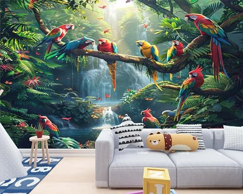 Fototapete Naturlandschaft Papagei 350x256 cm Tapete Wandtapete Wanddeko Design Mustertapete Wand Dekoration Wohnzimmer Schlafzimmer Büro Flur
