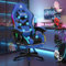 ALFORDSON Sedia da Gaming Ergonomica con Massaggi e Illuminazione RGB a 12 LED Colorati, Poltrona con Supporto Lombare e Poggiapiedi, Ecopelle, Blu