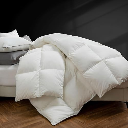BPC Luxuriöse Gänsedaunen-Bettdecke 135x200, Warm Winterdecke Daunen, Äußerst weiche, Flauschige Federn und Daunenfüllung, Öko-Tex und RDS-Zertifiziert Federdecke Daunendecke 135x200 cm