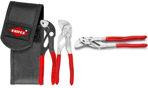 Knipex Mini Pliers Set in Belt Tool Pouch - Chrome-Plated, Plastic Coated Pliers Wrench, 250 mm