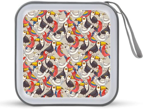 Custodia per CD divertente con macaw e tucano, per 40 DVD, collezione DVD, per auto, casa, viaggio