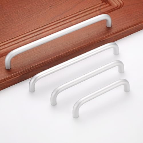 HY HUIJUN Möbelgriffe Schrankgriffe Aluminium Bügelgriff Griffe für Möbel Küche Badmöbel Schränke Kommoden massiv Ø10mm Strahlend Matte